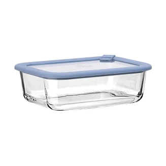 Φαγητοδοχείο Colorseal Γυάλινο 1050ml 21.6x16.5x7.4cm Estia Με Καπάκι Σιλικόνης Μπλέ 01-26530