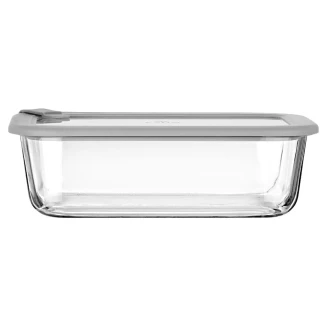 Φαγητοδοχείο Colorseal Γυάλινο 1520ml 23.5x17.8x7.6cm Estia Με Καπάκι Σιλικόνης Γκρί 01-26431