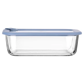 Φαγητοδοχείο Colorseal Γυάλινο 1520ml 23.5x17.8x7.6cm Estia Με Καπάκι Σιλικόνης Μπλέ 01-26547