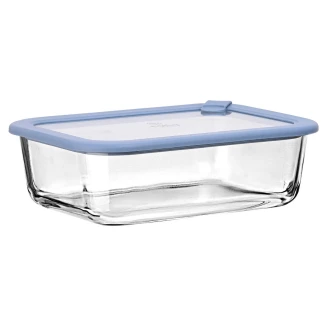 Φαγητοδοχείο Colorseal Γυάλινο 1520ml 23.5x17.8x7.6cm Estia Με Καπάκι Σιλικόνης Μπλέ 01-26547