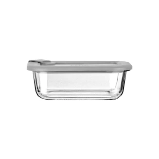 Φαγητοδοχείο Colorseal Γυάλινο 370ml 16.3x12.3x6.2cm Estia Με Καπάκι Σιλικόνης Γκρί 01-26400