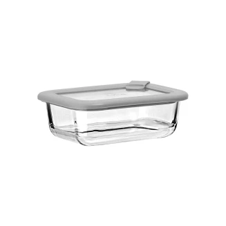 Φαγητοδοχείο Colorseal Γυάλινο 370ml 16.3x12.3x6.2cm Estia Με Καπάκι Σιλικόνης Γκρί 01-26400