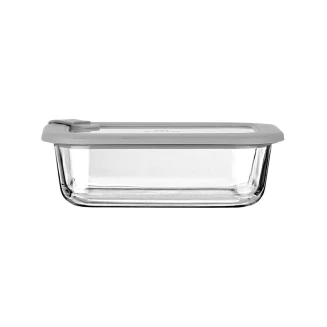 Φαγητοδοχείο Colorseal Γυάλινο 640ml 18.9x14.5x6.7 Estia Με Καπάκι Σιλικόνης Γκρί 01-26417