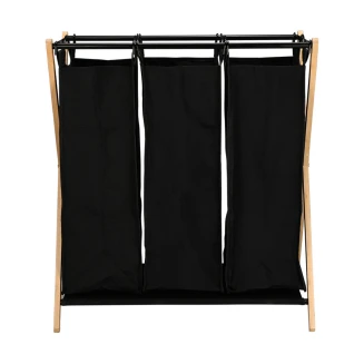 Καλάθι Απλύτων 68x40x76cm 3 Θέσεων 102lt Estia Bamboo Essentials Μαύρο 02-26967