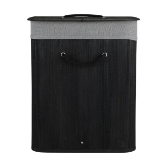 Καλάθι Απλύτων 60LT Estia Bamboo Essentials Πτυσσόμενο Ορθογώνιο Μαύρο Νέα Πλέξη 02-34597