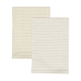 Πετσέτα Κουζίνας 45x65cm Estia Σετ 2 Τεμαχίων Piccolo Μπέζ 01-37888