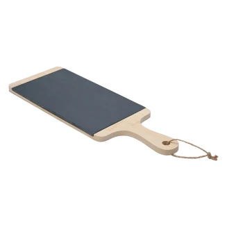 Πλατώ Σερβιρίσματος Σχιστόλιθου Estia 45x15cm Με Ξύλινη Βάση 07-24147