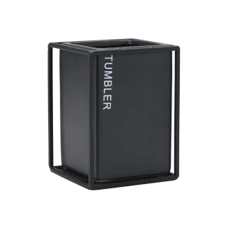 Ποτηράκι Μπάνιου Estia Cage Κεραμικό Μαύρο ΜΕ Μεταλλικό Πλαίσιο 02-30001