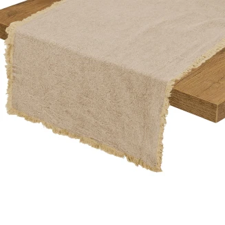 Ράνερ Τραπεζιού 45x150cm Estia Loom Με Κρόσσια Μπέζ 07-36126