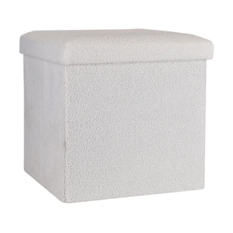 Σκαμπό Cube 38x38cm Estia Teddy Mε Αποθηκευτικό Χώρο Λευκό 03-35921