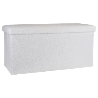 Σκαμπό Cube 76x38cm Estia Teddy Mε Αποθηκευτικό Χώρο Λευκό 03-35938