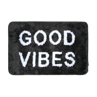 Ταπέτο Μπάνιου 40x60cm Estia Good Vibes 100% Μικροϊνα Μαύρο 02-28541