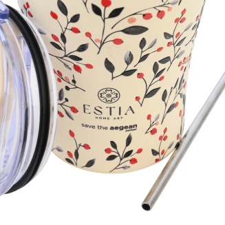 Θερμός Estia 350ml Coffee Mug Save The Aegean Bloom Beige 01-31701
