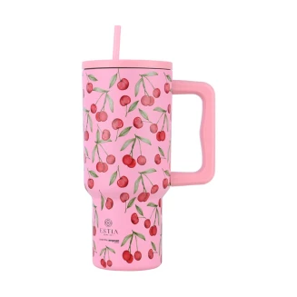 Θερμός 900ml Estia Straw Tumbler XL Save The Aegean Cherry Rose 01-32081