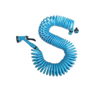 Σετ Λάστιχο Ποτίσματος Estia Terra Σπιράλ 15m Με 4 Λειτουργίες Γαλάζιο 00-31152