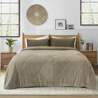 Κουβερτοπάπλωμα Υπέρδιπλο 220x240 Lino Stacy Taupe