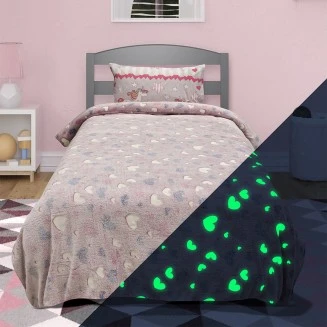 Κουβέρτα Fleece Μονή 160x220 Lino Herz Pink