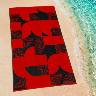 Πετσέτα Θαλάσσης 86x160 Lino Geometrico DGrey-Red
