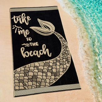 Πετσέτα Θαλάσσης 86x160 Lino Beach Time Black-White
