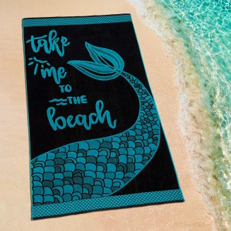 Πετσέτα Θαλάσσης 86x160 Lino Beach Time Black-Petrol