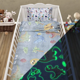 Κουβέρτα Fleece Κούνιας 110x150 Lino Volcano Grey-Ciel