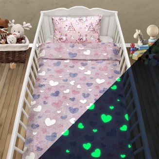 Κουβέρτα Fleece Κούνιας 110x150 Lino Herz Pink