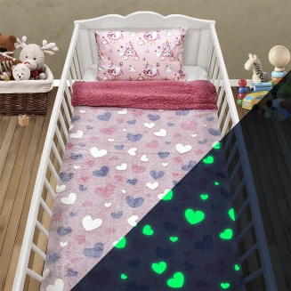 Κουβέρτα Fleece Sherpa Κούνιας 110x150 Lino Φωσφοριζέ Herz Pink