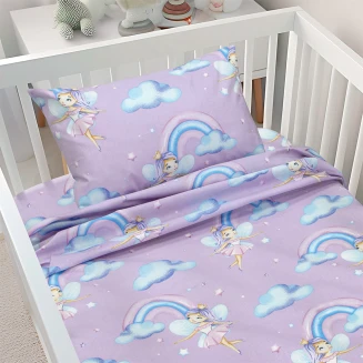 Σεντόνια Σετ Bebe Κούνιας 120x180 Lino Enhanced Rainbow Lilac