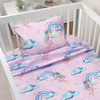 Σεντόνια Σετ Bebe Κούνιας 120x180 Lino Enhanced Rainbow Pink