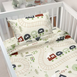 Σεντόνια Σετ Bebe Κούνιας 120x180 Lino Forest Express Green