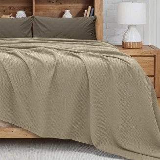Κουβέρτα Πικέ King Size 240x260 Lino Cocoon Μόκα