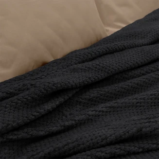 Κουβέρτα Υπέρδιπλη 220x240 Fleece Lino Napnest Μαύρο