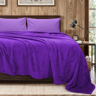 Κουβέρτα Υπέρδιπλη 220x240 Fleece Lino Napnest Μώβ