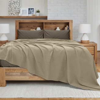 Κουβέρτα Πικέ Υπέρδιπλη 220x240 Lino Cocoon Μόκα