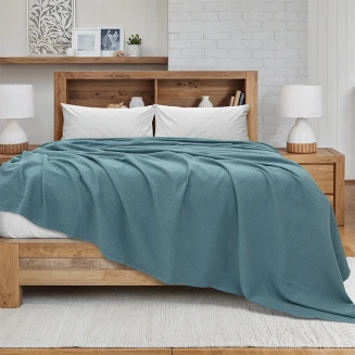 Κουβέρτα Πικέ Υπέρδιπλη 220x240 Lino Cocoon Πετρόλ