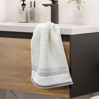 Πετσέτα Χεριών 30x50 Lino Igalo Λευκό-Ασημί