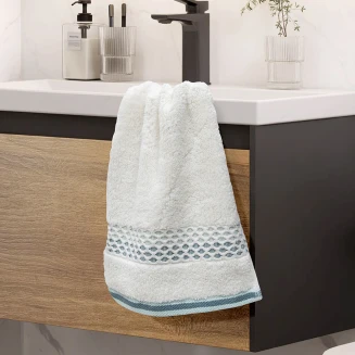 Πετσέτα Χεριών 30x50 Lino Igalo Λευκό-Μέντα