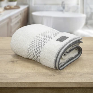 Πετσέτα Προσώπου 50x90 Lino Igalo Λευκό-Ασημί