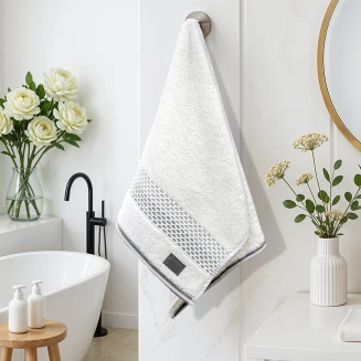 Πετσέτα Προσώπου 50x90 Lino Igalo Λευκό-Ασημί