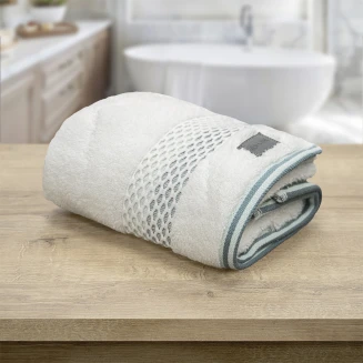 Πετσέτα Προσώπου 50x90 Lino Igalo Λευκό-Μέντα