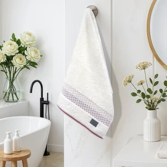 Πετσέτα Προσώπου 50x90 Lino Igalo Λευκό-Ρόζ