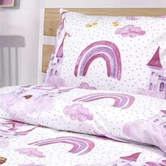 Παπλωματοθήκη Σετ Παιδική Μονή 160x240 Lino Dreamy Castleland Λευκό
