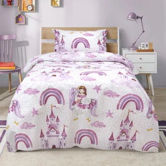 Παπλωματοθήκη Σετ Παιδική Μονή 160x240 Lino Dreamy Castleland Λευκό
