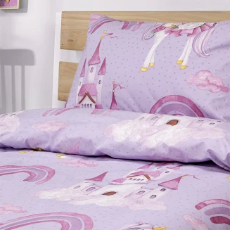 Παπλωματοθήκη Σετ Παιδική Μονή 160x240 Lino Dreamy Castleland Λιλά