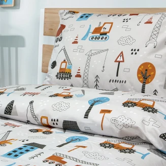 Παπλωματοθήκη Σετ Παιδική Μονή 160x240 Lino Playground Town Γκρί