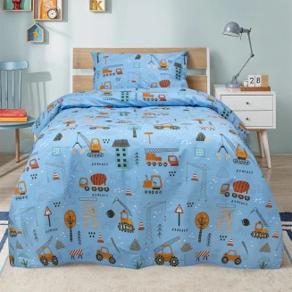 Παπλωματοθήκη Σετ Παιδική Μονή 160x240 Lino Playground Town Πετρόλ