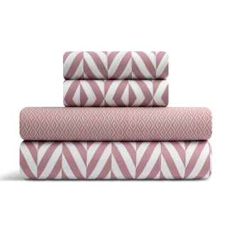 LINO Σετ Παπλωματοθήκη Υπέρδιπλη (220X240) Ikat Dusty Pink