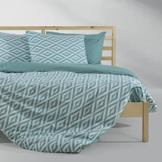LINO Σετ Παπλωματοθήκη Υπέρδιπλη (220X240) Ikat Μέντα