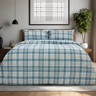 Σεντόνια Σετ Μονά Με Λάστιχο 105x200+32 Lino Panier Μπλέ