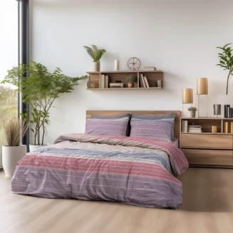 Σεντόνια Σετ Υπέρδιπλα Με Λάστιχο 170x200+32 Lino Serica Λιλά